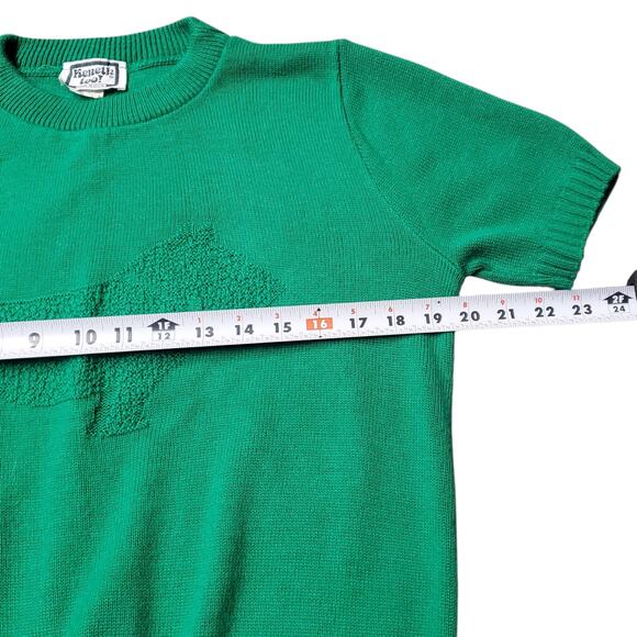 Vintage Sweater Short-Sleeved Green Kenneth Too! Scottie Dog - Women's Medium - Picture 7 of 8